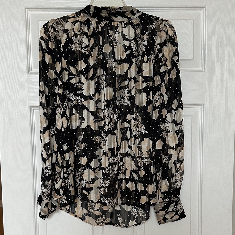 H&M Black and Cream Floral Blouse